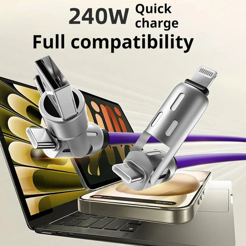240W Ultra-Fast Charging Cable - High-Speed USB Charger for Iphone 15/16, Ipad Pro, Samsung & More - Travel-Friendly, Compact Design, Multi-Charging Solution