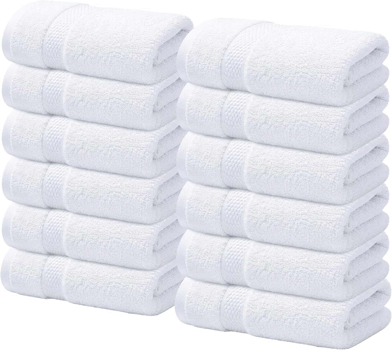 Luxury Wash Cloths for Showering [13X13] – 100% Cotton Washcloths [Pack of 12], Soft and Absorbent Face Towels for Bathroom Wash Clothes, Gym, and Spa (Brilliant White)