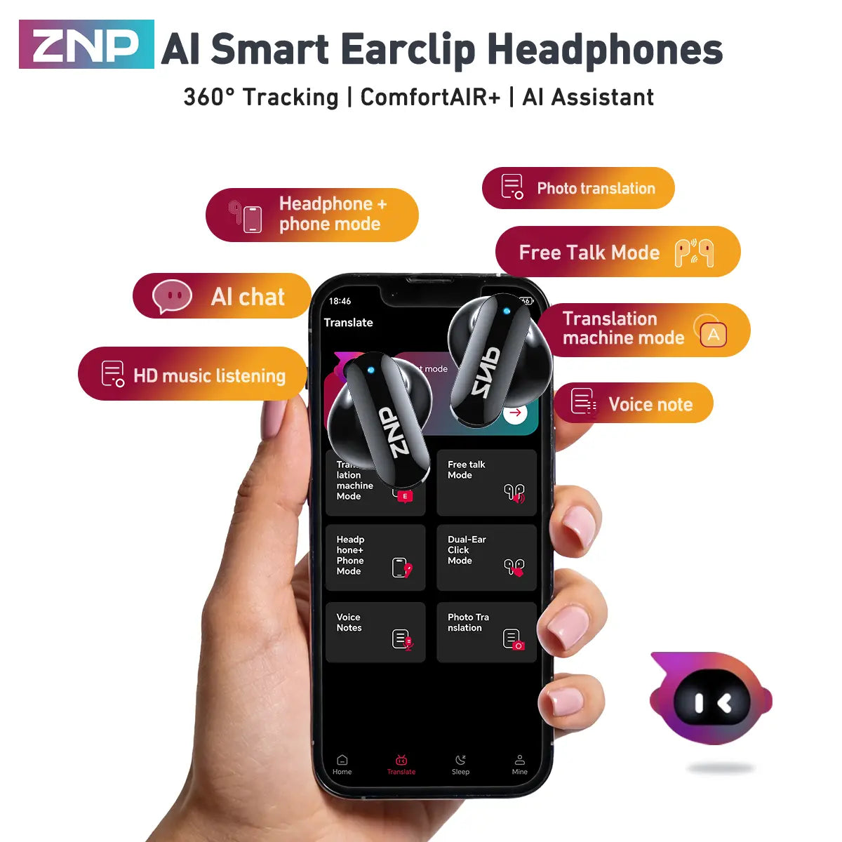 ZNP N03 TWS Bluetooth Earbuds, Bluetooth 6.0, LED Smart Touch Control, Lightweight In-Ear Design, IPX5 Waterproof, Suitable for Gaming, Office Work, Sports, Studying, and Voice Calls, Built-In Microphone