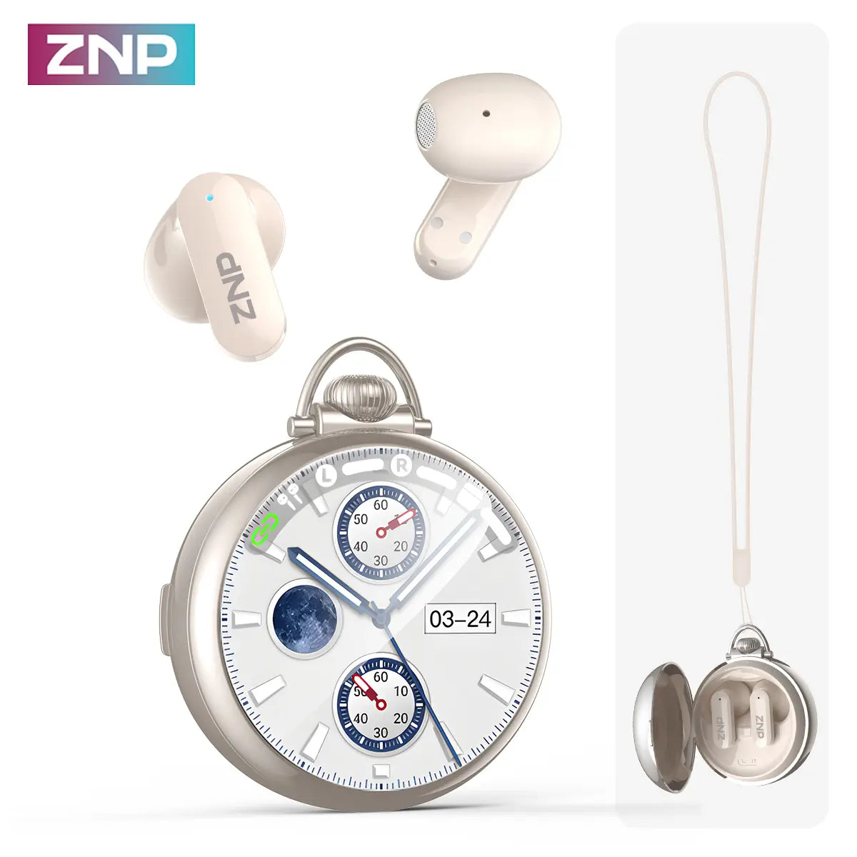 ZNP N03 TWS Bluetooth Earbuds, Bluetooth 6.0, LED Smart Touch Control, Lightweight In-Ear Design, IPX5 Waterproof, Suitable for Gaming, Office Work, Sports, Studying, and Voice Calls, Built-In Microphone