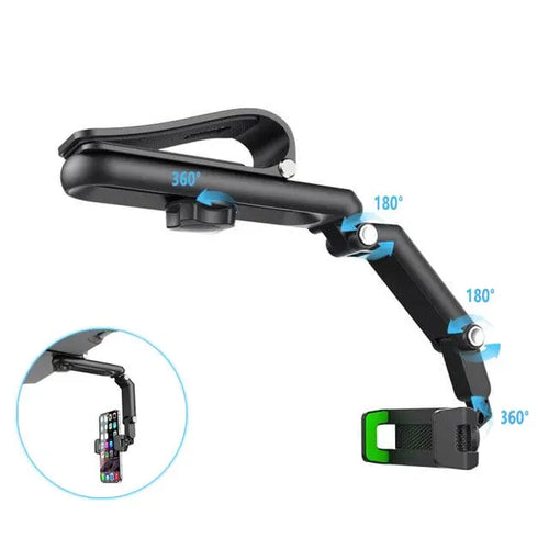 360° Rotating Car Phone Holder - Universal Dashboard/Windshield Mount for All Phones, Foldable & Adjustable Car Mobile Bracket with Sun Visor Clip
