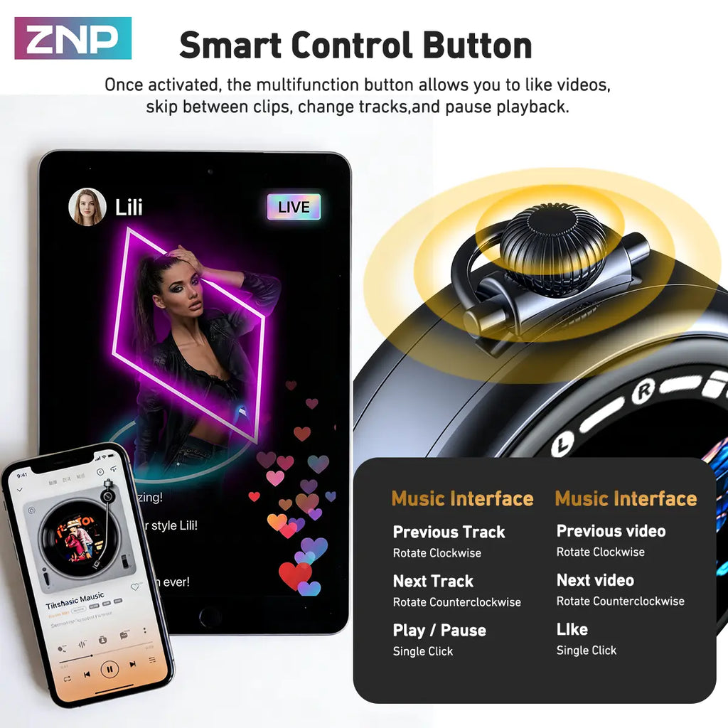 ZNP N03 TWS Bluetooth Earbuds, Bluetooth 6.0, LED Smart Touch Control, Lightweight In-Ear Design, IPX5 Waterproof, Suitable for Gaming, Office Work, Sports, Studying, and Voice Calls, Built-In Microphone